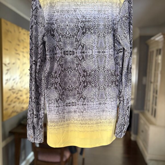 Dana Buchman Long Sleeve Blue/White/Yellow Top. Size S - Picture 7 of 9